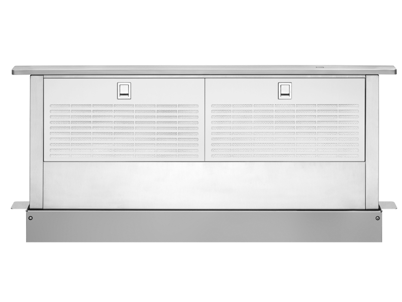 A close up of a downdraft hood. A close up of a downdraft hood.